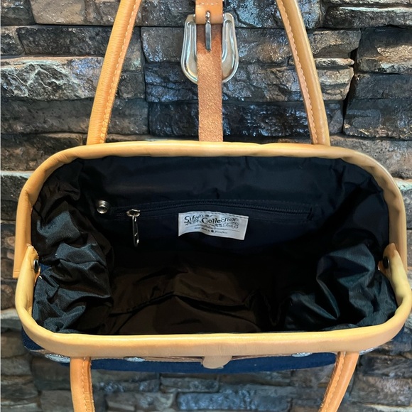 Circle Y of Yoakman - Denim and Tan Leather Handmade Bag - Picture 14 of 15